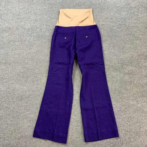 Ann Taylor Loft Pants Womens 2 M Violet Linen Maternity Wide Leg Stretch Tummy - Picture 9 of 11